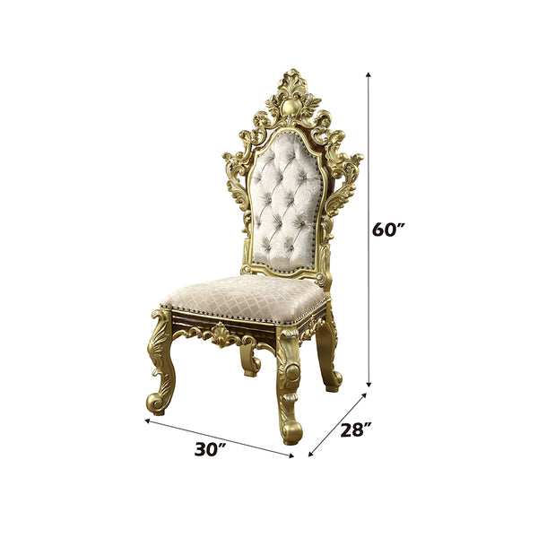 ACME Desiderius Beige Fabric Antique Gold & Hand Paint Brown Side Chair (Set-2) Model DN60001