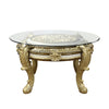 ACME Desiderius Antique Gold & Hand Paint Brown Round Dining Table Model DN60005