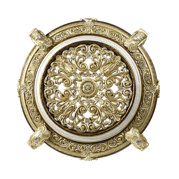 ACME Desiderius Antique Gold & Hand Paint Brown Round Dining Table Model DN60005