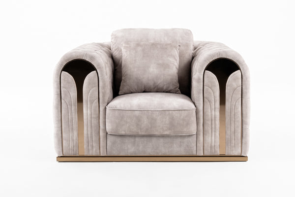 Divani Casa Dosie Transitional Beige Velvet Chair Model VGBN-S-9368-CHR-BGE