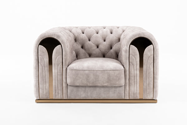 Divani Casa Dosie Transitional Beige Velvet Chair Model VGBN-S-9368-CHR-BGE