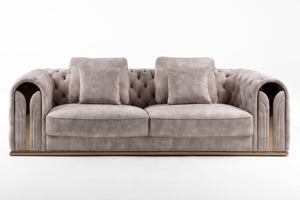 Divani Casa Dosie Transitional Beige Velvet Sofa Model VGBN-S-9368-SOFA-BGE