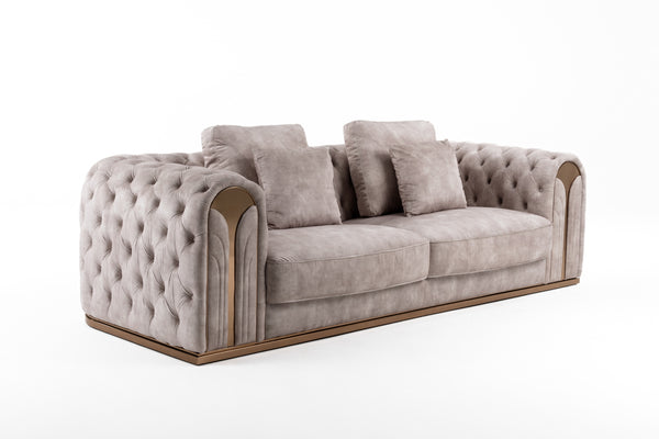 Divani Casa Dosie Transitional Beige Velvet Sofa Model VGBN-S-9368-SOFA-BGE