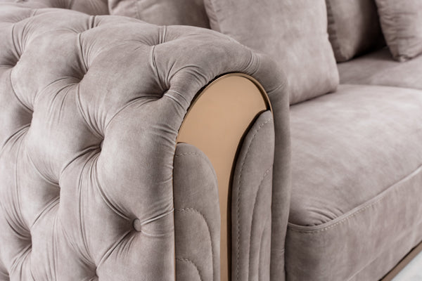 Divani Casa Dosie Transitional Beige Velvet Sofa Model VGBN-S-9368-SOFA-BGE