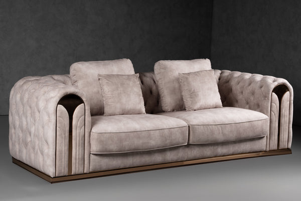 Divani Casa Dosie Transitional Beige Velvet Sofa Model VGBN-S-9368-SOFA-BGE