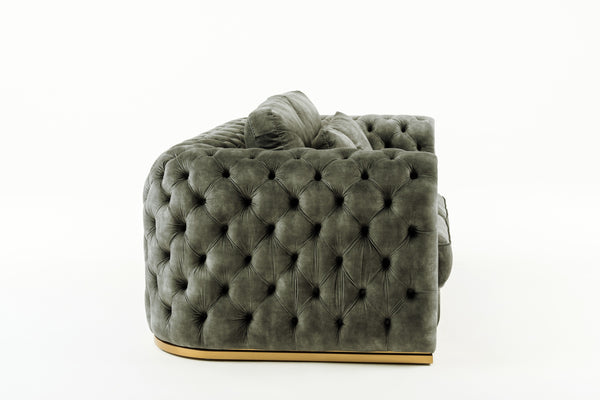 Dosie Transitional Grey Velvet Loveseat