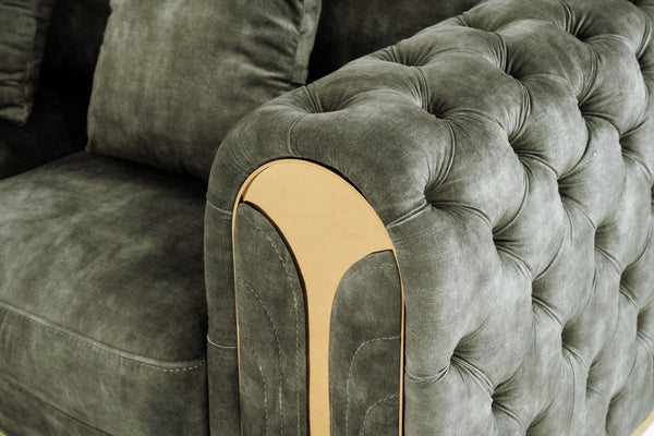 Dosie Transitional Grey Velvet Loveseat