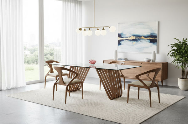 Draper Mid-Century Walnut & Glass Dining Table