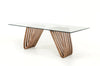 Modrest Draper Mid Century Walnut & Glass Dining Table Model VGCSDT-1498-GLS