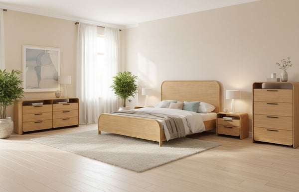 Dresden Modern Natural Acacia Bed