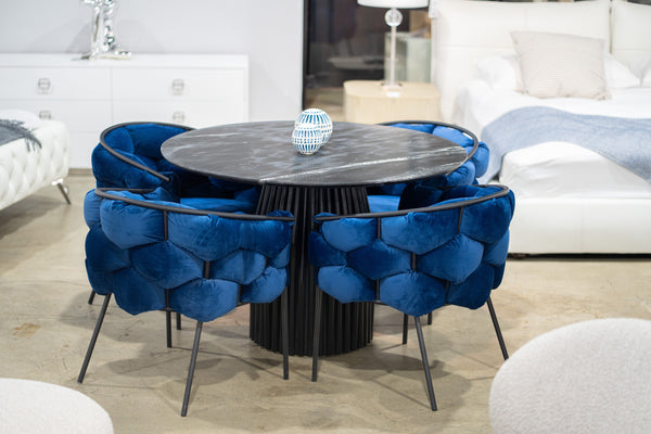 Modrest Jenna Modern Black Marble & Black Mango Round Dining Table Model VGBR-SBA-4227-BLK