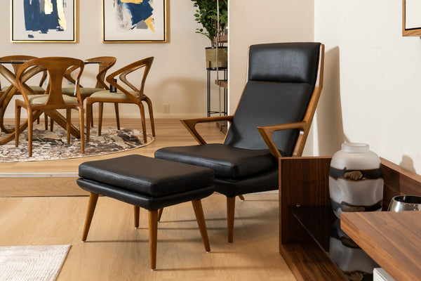 Modrest Fulton Modern Black Lounge Chair & Ottoman Model VGCSLC-17050