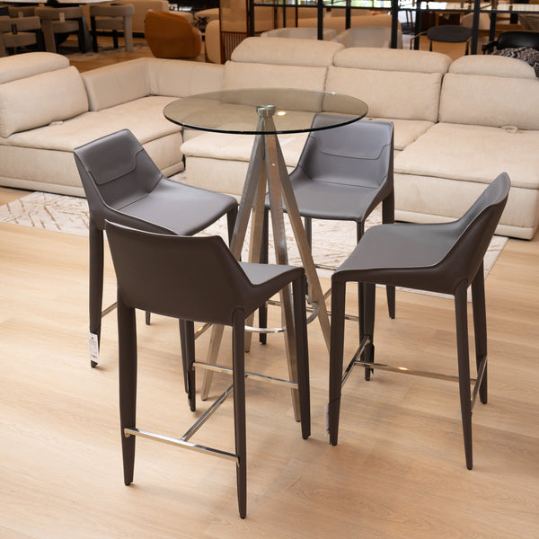 Modrest Halo Modern Grey Saddle Leather Counter Stool Model VGYF-BS1113-GR-CS