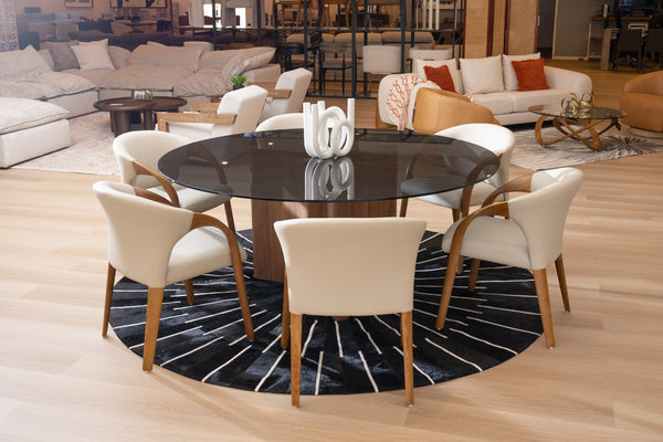 Modrest Kaye Modern Walnut & Glass 71" Round Dining Table Model VGBBMI2102A-BRN-DT