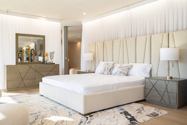 Modrest Nixa Modern Beige Velvet & Brushed Bronze Bed Queen Model VGVC-BD1909-BED-BGE-Q