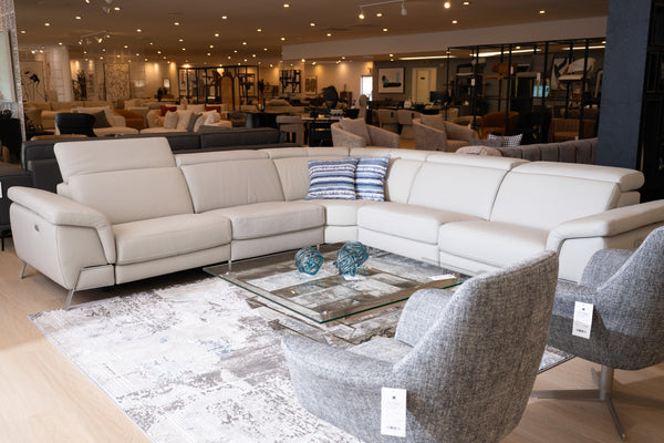 Lamod Italia Mini Wonder Italian Modern Grey Leather Sectional Sofa With Recliner Model VGDTWONDER-GRY