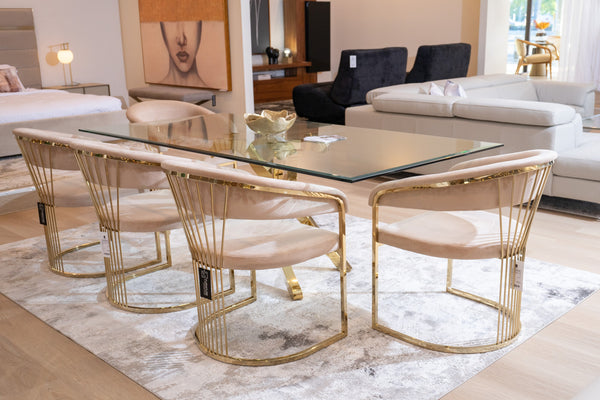 Modrest Linda Modern Beige Velvet And Gold Dining Chair Model VGZA-Y429-BEI-DC