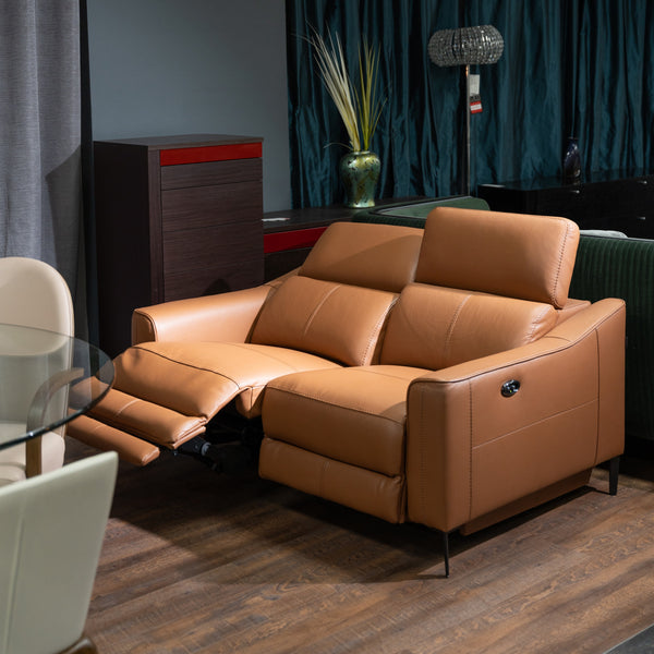 Divani Casa Eden Modern Camel Leather Loveseat With 2 Recliners Model VGKV-KM.5012-LOVE-CML