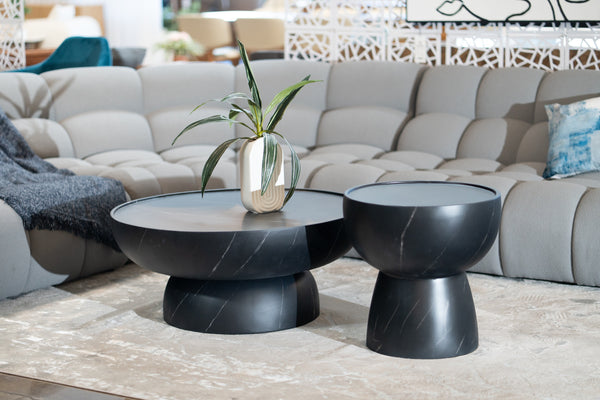 Modrest Akron Modern Black & White Faux Marble Round Coffee Table Model VGVC-CT25099