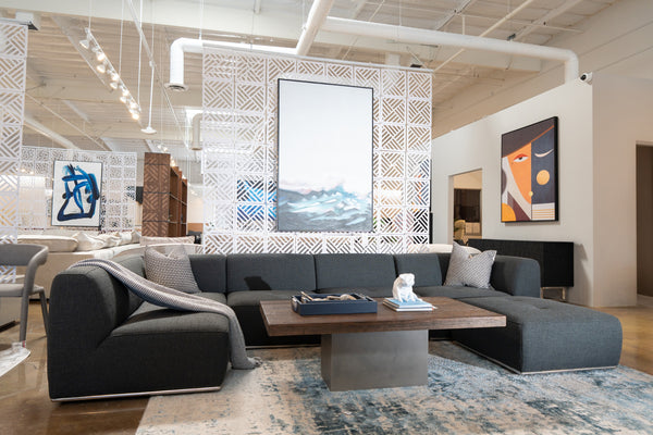 Divani Casa Hawthorn Modern Grey Fabric Modular Left Facing Chaise Sectional Sofa & Ottoman Model VGKK-2388-LAF-D-240