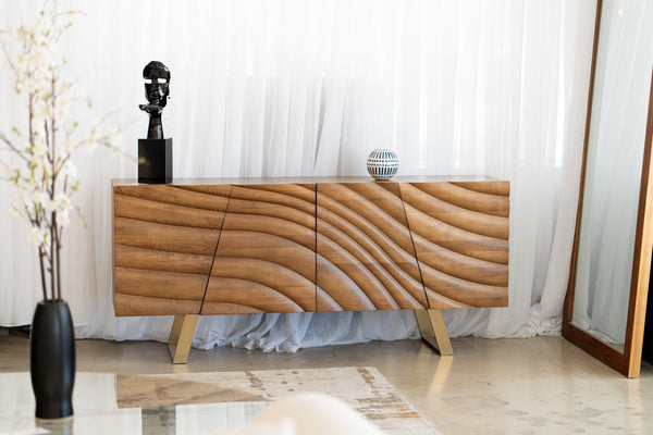 Finley Mid-Century Walnut & Gold Buffet