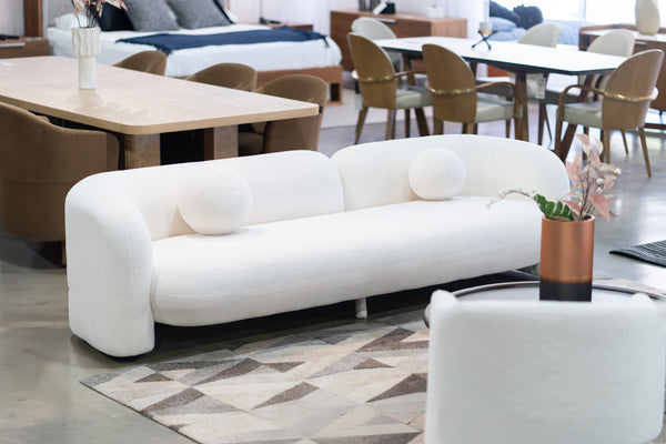 Khan Modern 4-Seater Off White Fabric Sofa