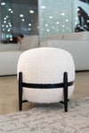 Divani Casa Fouston Contemporary White Sherpa Pouf Model VGODZW-20156-WHT-OTT