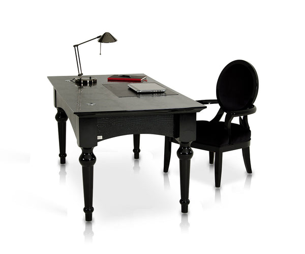 A&X Ambassador Transitional Black Crocodile Lacquer Office Desk Model VGUNAA701-180