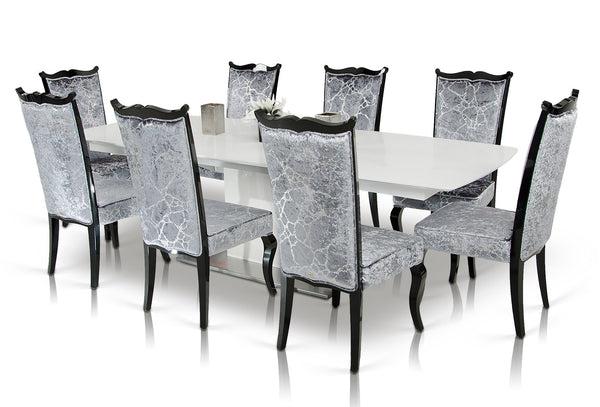 A&X Centro Modern White Crocodile Dining Table Model VGUNAA818-265WC