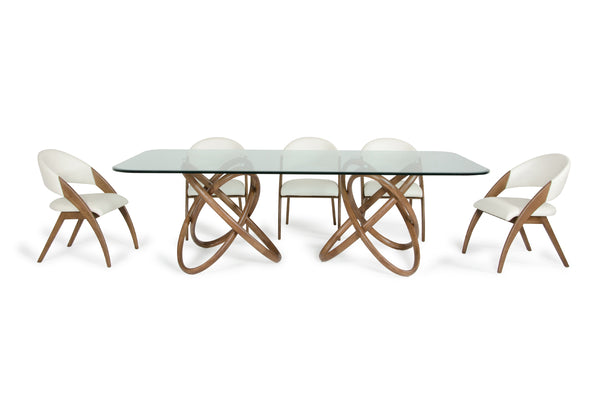 Modrest Mason Modern Glass & Walnut Dining Table Model VGCSDT-16092