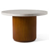 Duncan Modern Faux Concrete + Walnut Round Dining Table