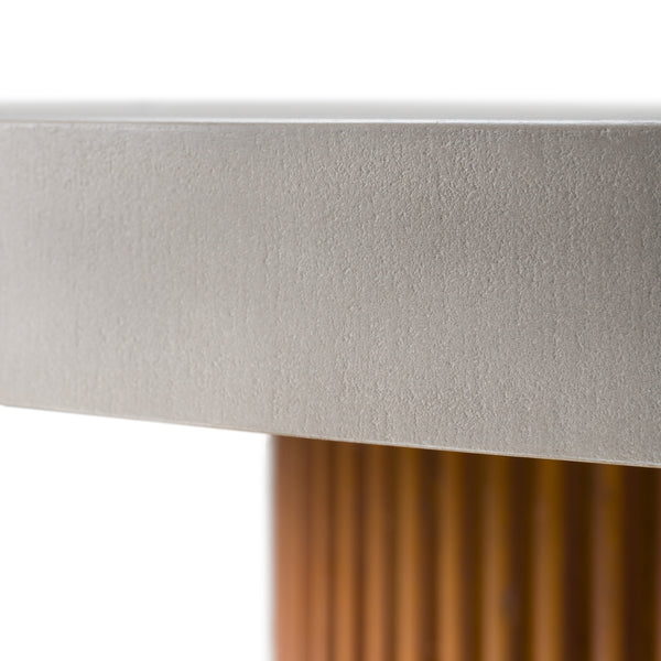 Duncan Modern Faux Concrete + Walnut Round Dining Table