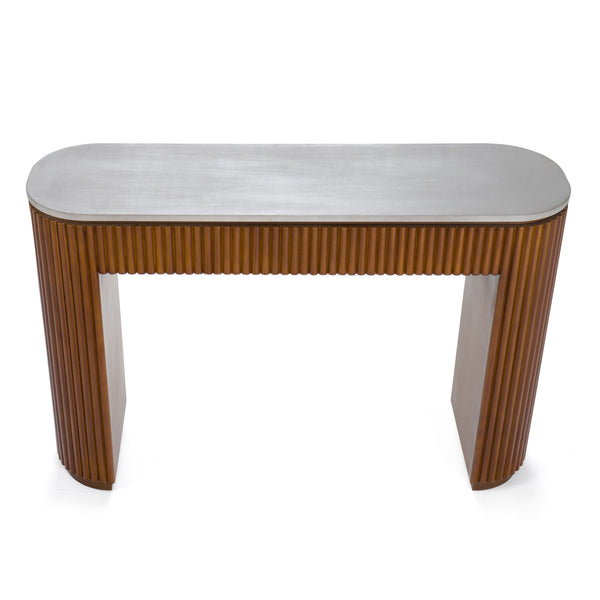 Modrest Duncan Modern Faux Concrete & Walnut Console Table Model VGMC-GF-1A024
