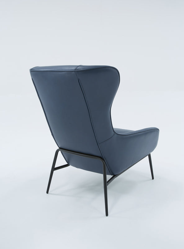 Divani Casa Susan Modern Blue Leatherette Lounge Chair Model VGBNEC-084-BLU