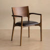 Edelman Mid-Century Modern Brown Leatherette + Walnut Dining Chair