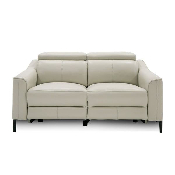 Eden Modern Grey Leather Loveseat with 2 Recliners