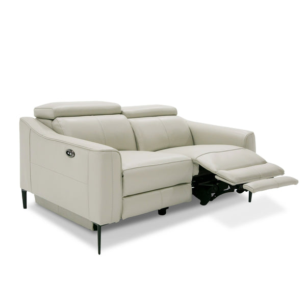 Eden Modern Grey Leather Loveseat with 2 Recliners