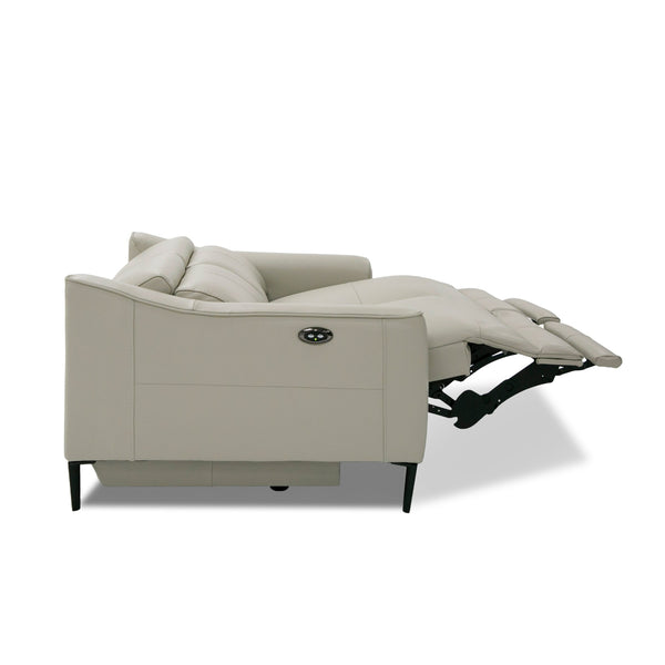 Eden Modern Grey Leather Loveseat with 2 Recliners