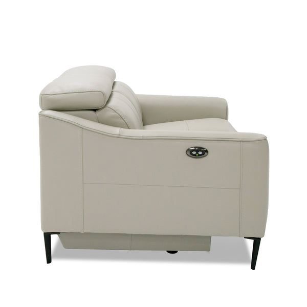 Eden Modern Grey Leather Loveseat with 2 Recliners