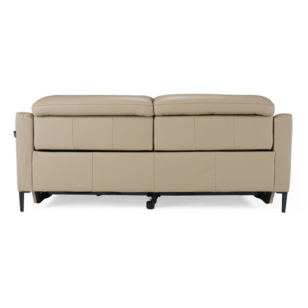 Eden Modern Taupe Leather Sofa With 2 Recliners
