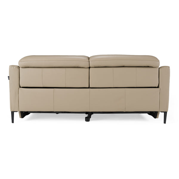 Eden Modern Taupe Leather Loveseat with 2 Recliners