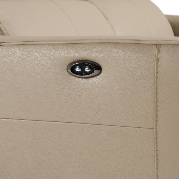 Eden Modern Taupe Leather Loveseat with 2 Recliners