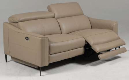Eden Modern Taupe Leather Loveseat with 2 Recliners