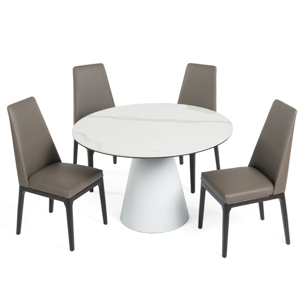 Modrest Edith Modern Round White Ceramic Dining Table Model VGNSGD8744-W-DT