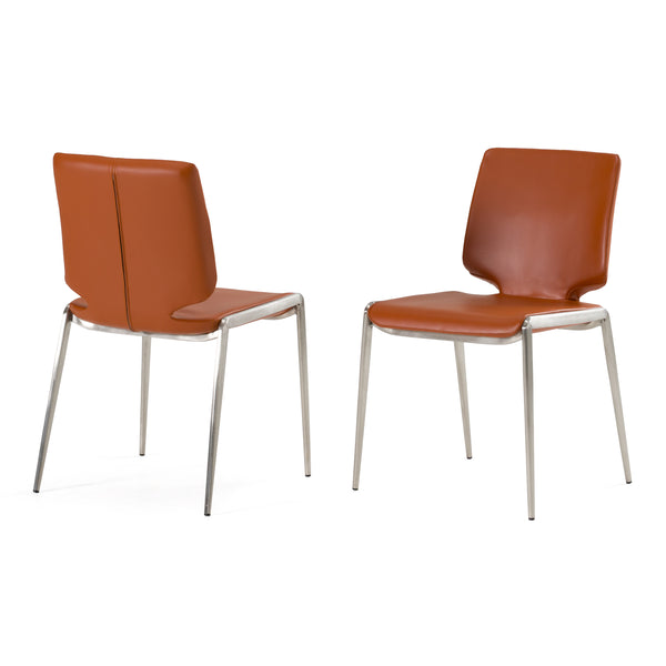 Eileen Modern Cognac Eco-Leather Dining Chair (Set of 2)