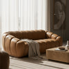 Ekwok Modern Tan Leather Sofa
