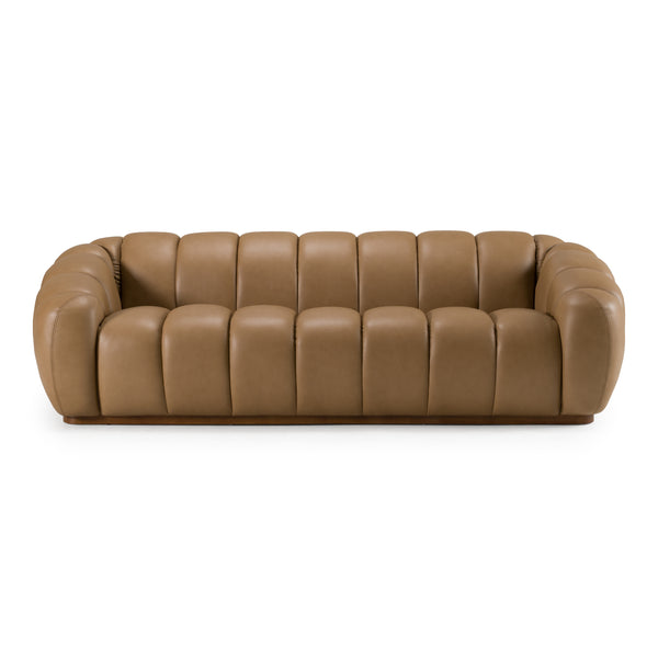 Ekwok Modern Tan Leather Sofa