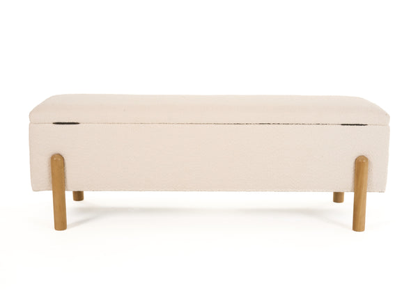 Modrest Electra Modern Ivory Fabric & Rubberwood Bench With Storage Model VGHM-F3030-IVY
