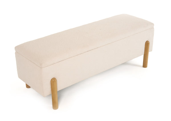 Modrest Electra Modern Ivory Fabric & Rubberwood Bench With Storage Model VGHM-F3030-IVY
