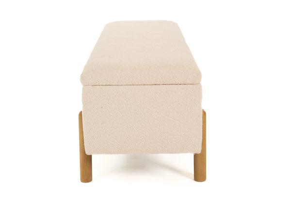 Modrest Electra Modern Ivory Fabric & Rubberwood Bench With Storage Model VGHM-F3030-IVY